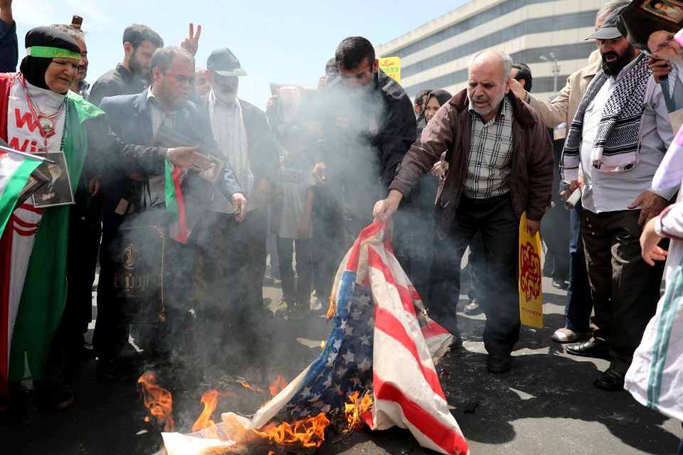  State-sponsored protests in Tehran saw people burning American flags on Friday