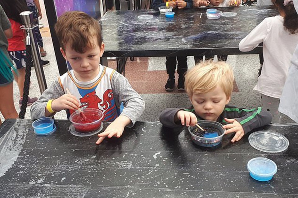  The two boys made their glittery goo during the school holidays