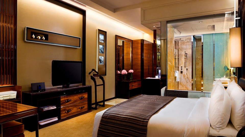 The rooms are full of modern technology such as bathroom TVs and electronic privacy screens