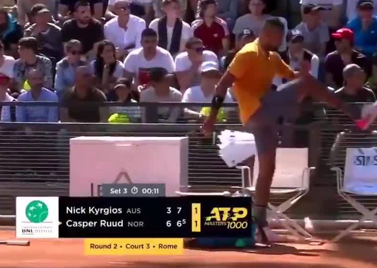  A water bottle did not escape Kyrgios frustrations either