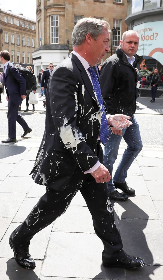 Nigel Farage was covered in milkshake after the attack