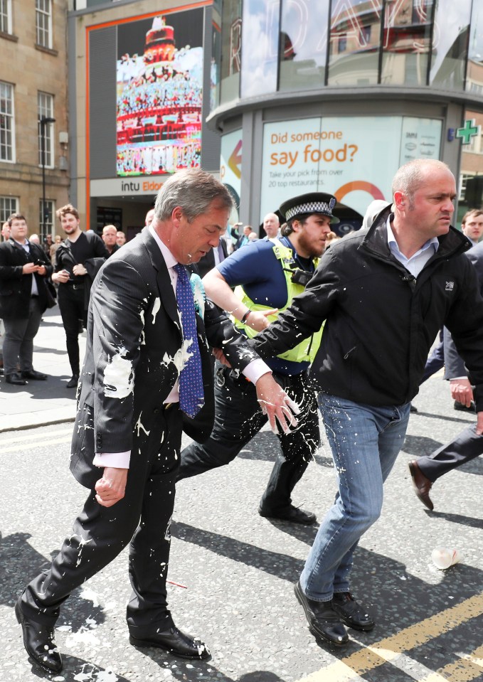 Farage had been campaigning in Newcastle when the attack unfolded