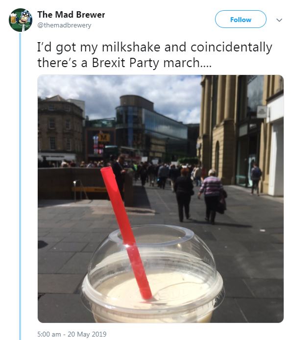 He wrote on Twitter about the milkshake incident