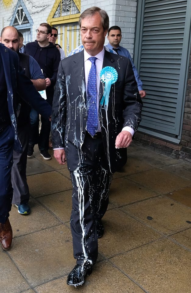  The milkshake was seen dripping down the politician's suit