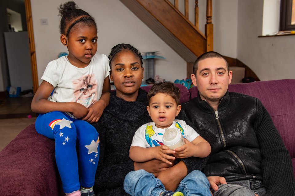  Therese with her children Veronica and Gabriel and her partner Derek, who is joining the army this month