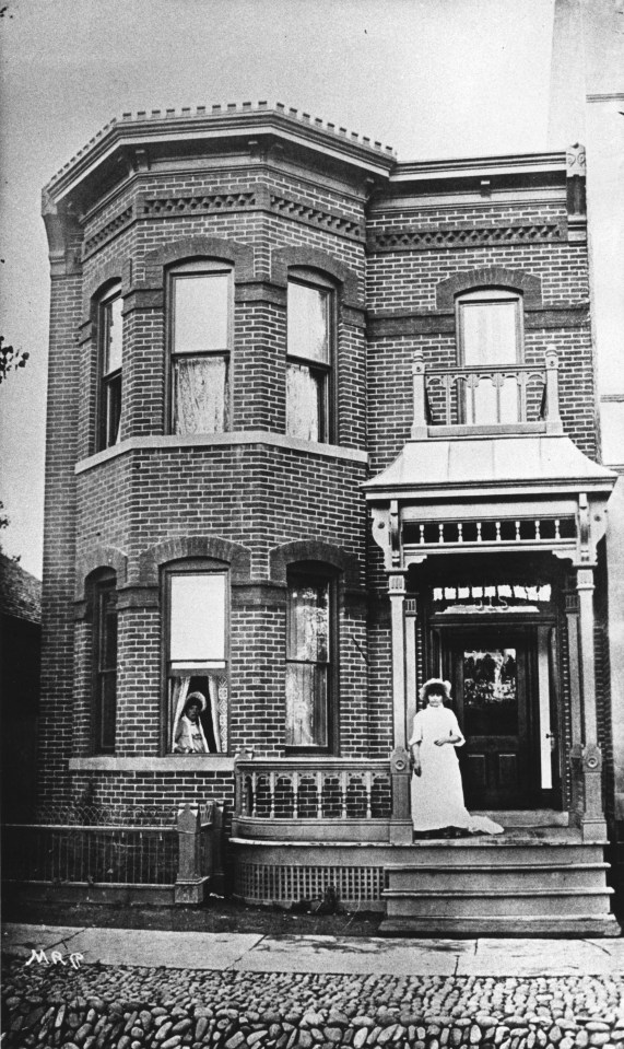  Belle Binard's brothel on the Denver Row, circa 1885. It was one of the finer establishment. Prostitutes at this time were plying for business from visiting gamblers, fur trappers, cowboys and miners