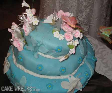  The bride and groom were clearly going for a nature theme, but it ended up looking like it was done by a kid