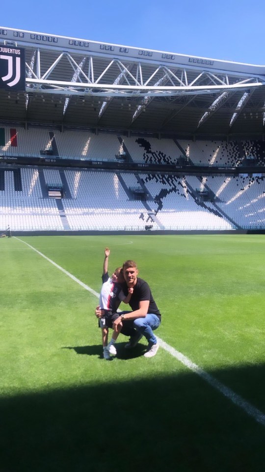  Aaron Ramsey was given a behind the scenes tour of the Allianz Stadium with his son