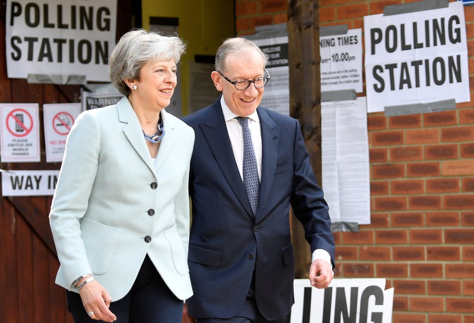  Theresa May voting in Maidenhead with husband Philip