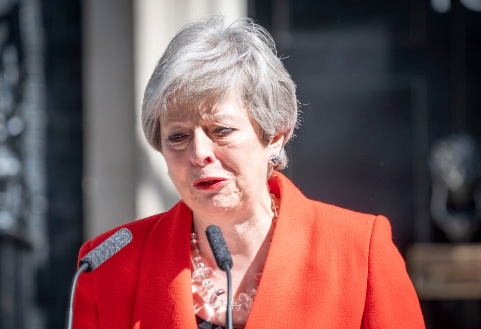  The PM pictured during her resignation speech on Friday