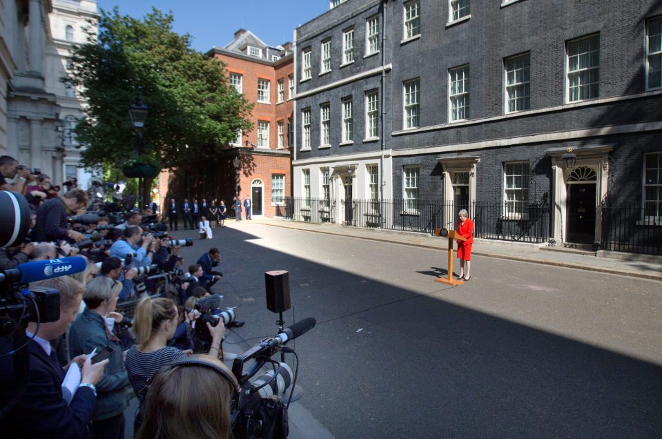  May faces the world's press in Downing Street