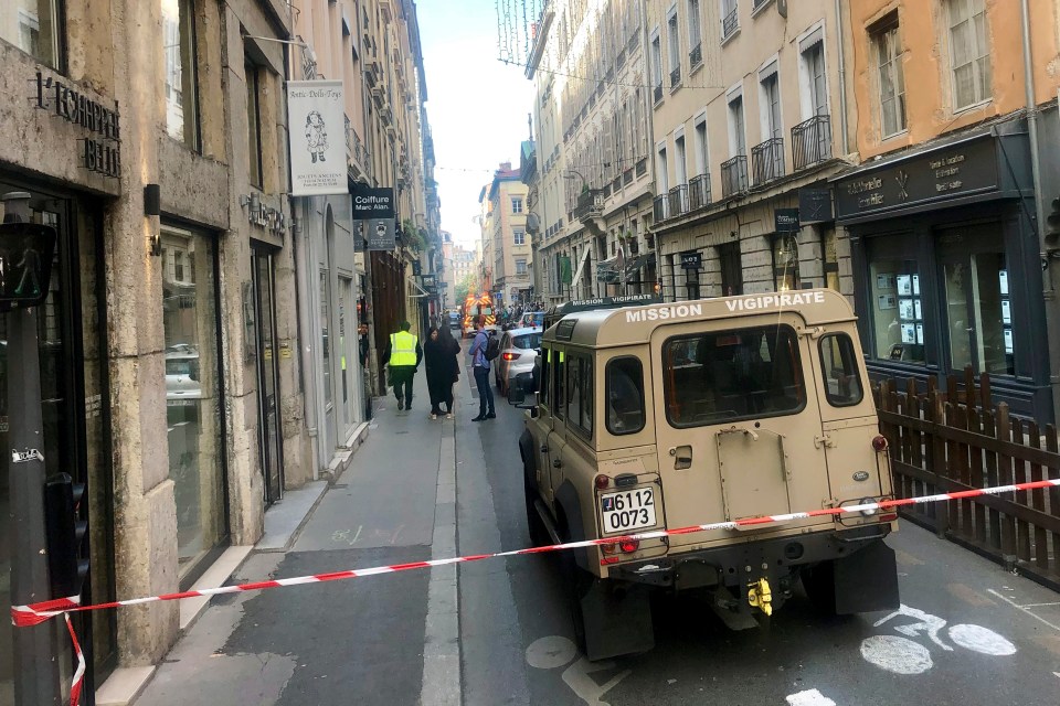  An anti terror vehicle is seen near the site of the explosion in the heart of France's third biggest city