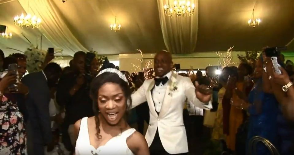 Footage shows family members and the happy couple celebrating and dancing in joy