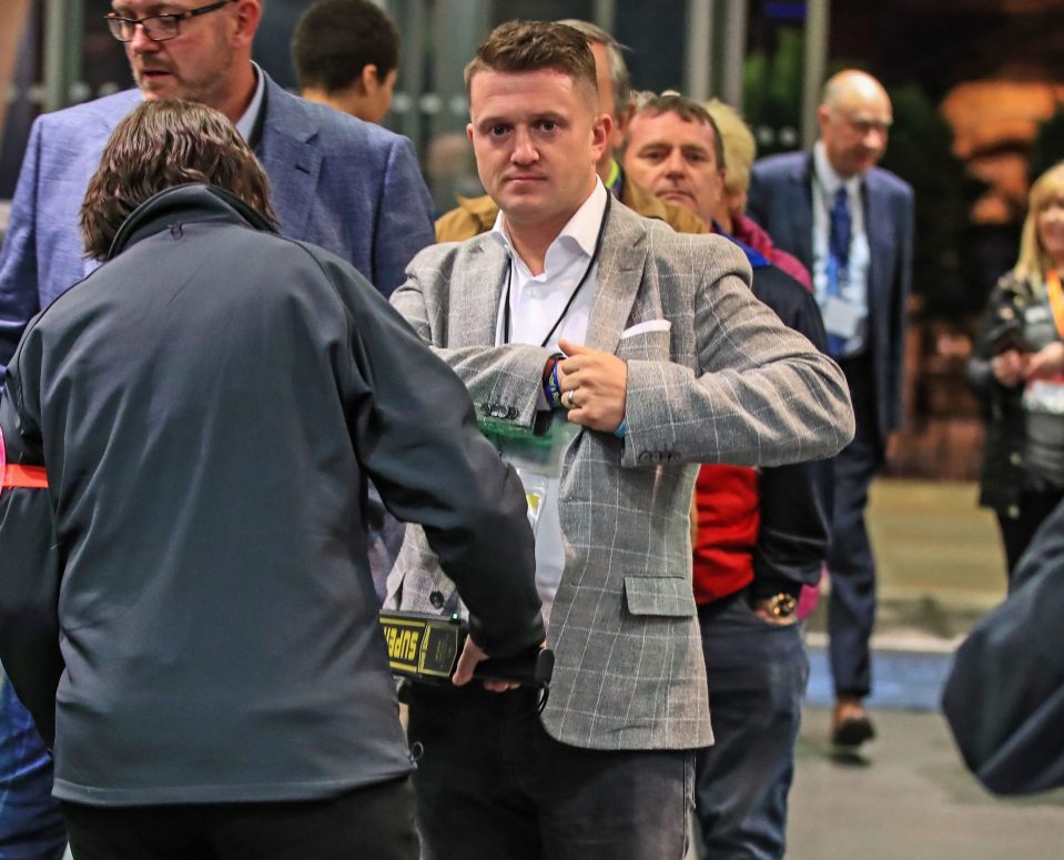  Tommy Robinson arriving at the Manchester Central convention centre for the EU election results