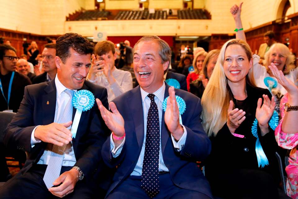  Nigel Farage cheers as he's elected MEP for the South East region. The Brexit Party stormed to success in the EU elections