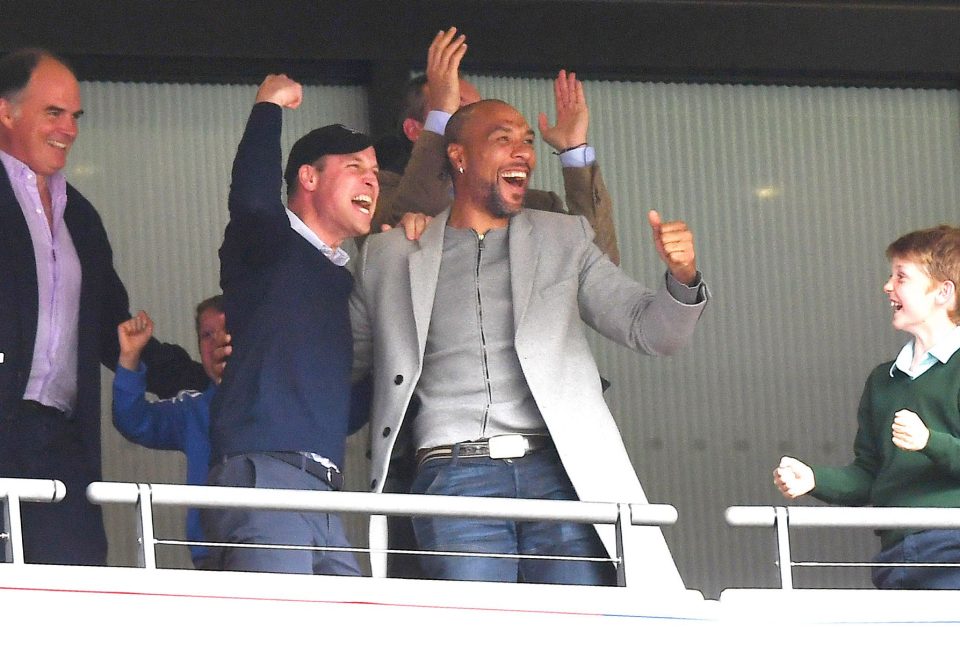  Prince William and John Carew celebrated wildly after Aston Villa scored