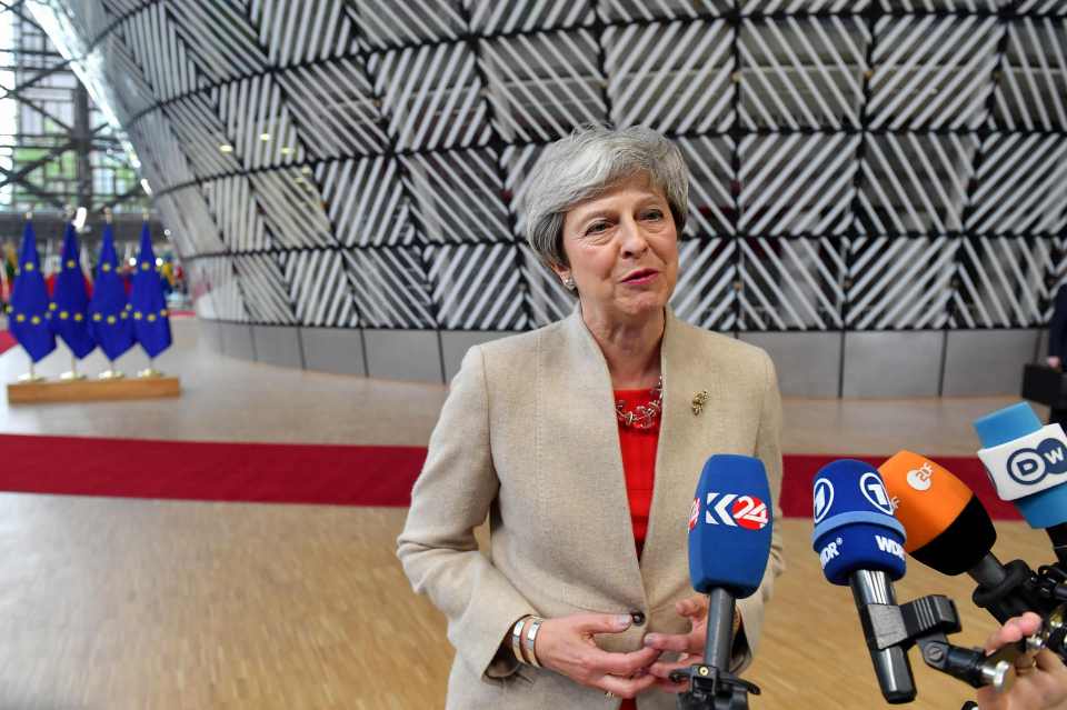  The PM speaking to reporters in Brussels