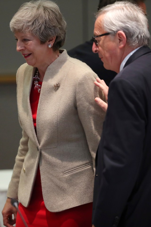  Theresa May with Jean-Claude Juncker in Brussels yesterday