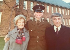  Paul with his parents in 1974 shortly after his pass out parade at Catterick.