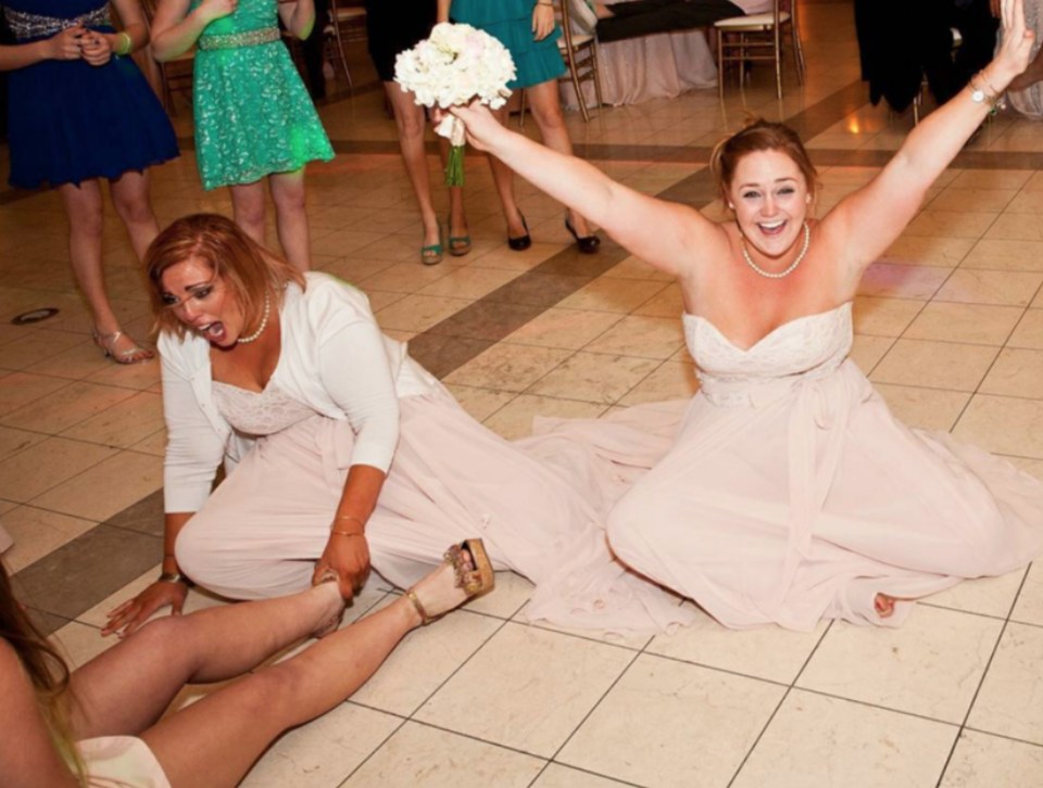  A number of guests appeared to have toppled over in a scramble at this wedding ceremony