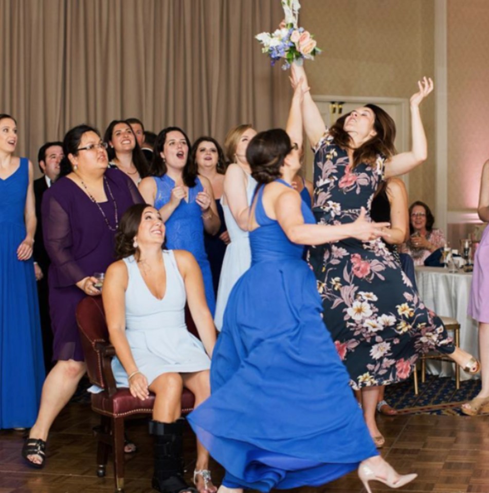  These desperate female guests will do anything to be the one to grab the bouquet