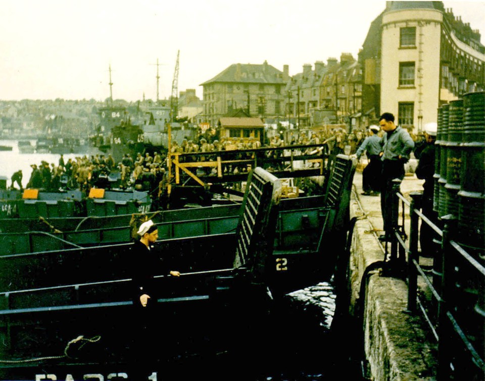  Landing craft await the 2nd Battalion US Army Rangers, tasked with capturing the German heavy coastal defence battery at Pointe du Hoc to the west of the D-Day landing zone of Omaha Beach, in Weymouth, England, on June 5, 1944