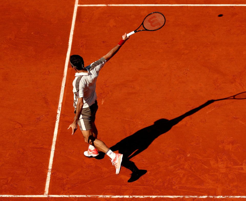 The Swiss great breezed through with a 6-3 6-1 7-6 victory in the Parisian sun