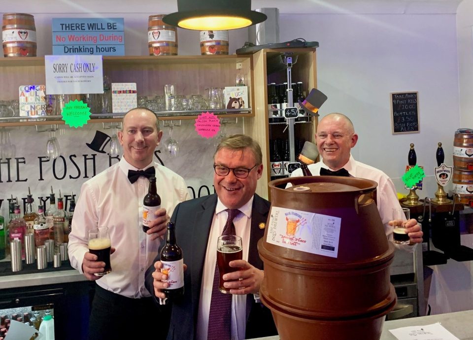  Tory MP Mark Francois enjoying the Special Place in Hell beer