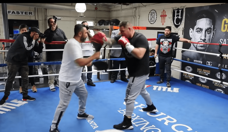  Andy Ruiz showcases his blistering hand speed that will be on show against Anthony Joshua