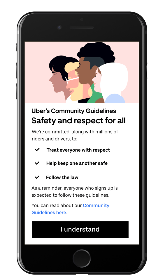  Uber is promoting safety and respect for both users and its drivers in the US