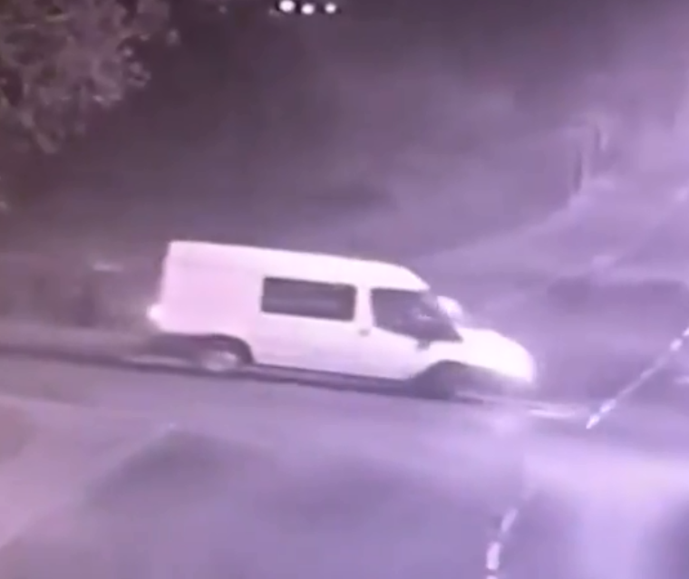  CCTV footage shows a Ford Transit pulling up outside the house