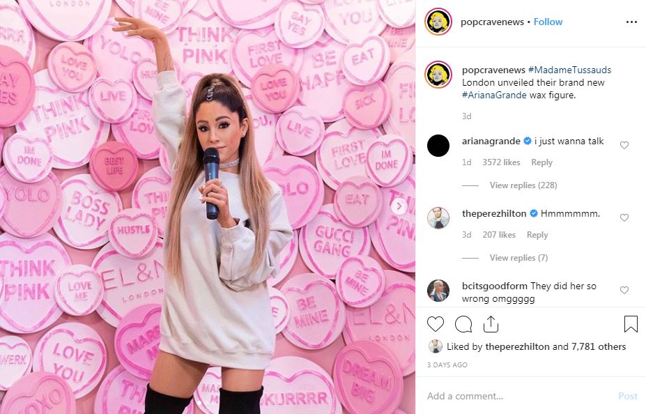  Ariana left a shady comment on an Instagram post