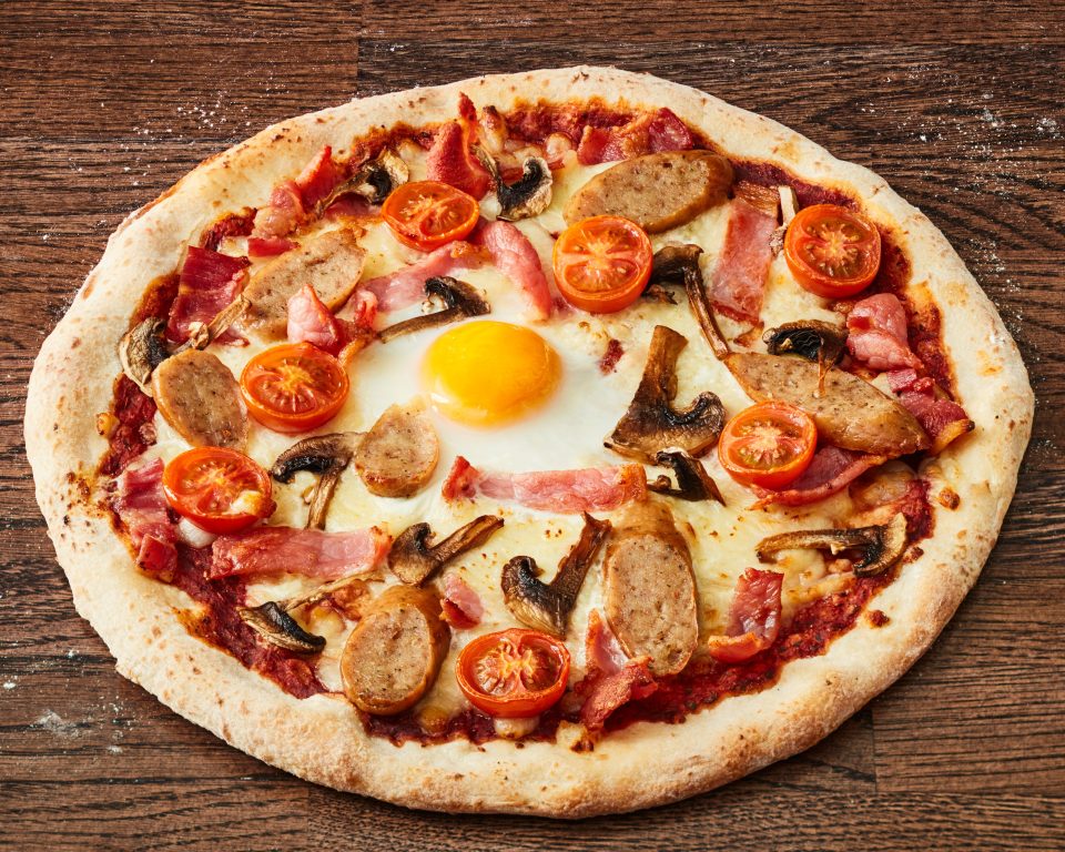  Frankie & Benny's has a new breakfast pizza topped with mushrooms, sausage, tomatoes, ham and a fried egg