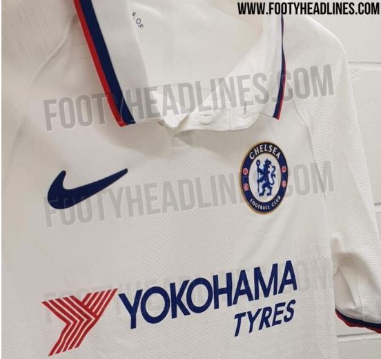  A leaked Chelsea away kit is white with blue and red trim