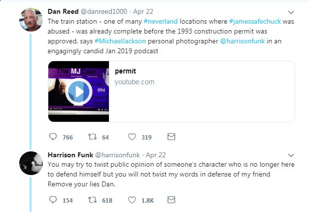  Harrison Funk's tweet back at director Dan Reed