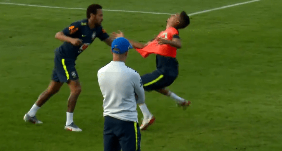  Neymar pulled the youngster to the ground by his bib