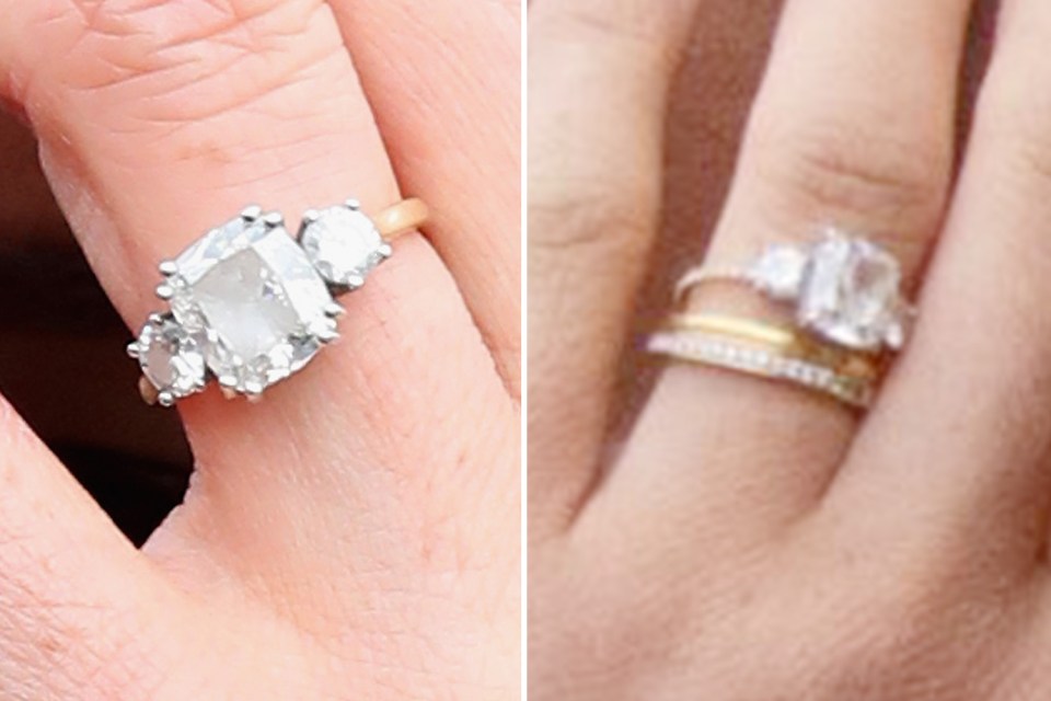  Meghan's engagement ring originally featured a gold band in November 2017 before being reset with a diamond-studded design