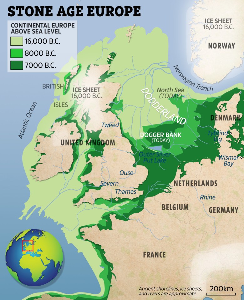 This is all the land that was above sea level in the Stone Age, according to National Geographic