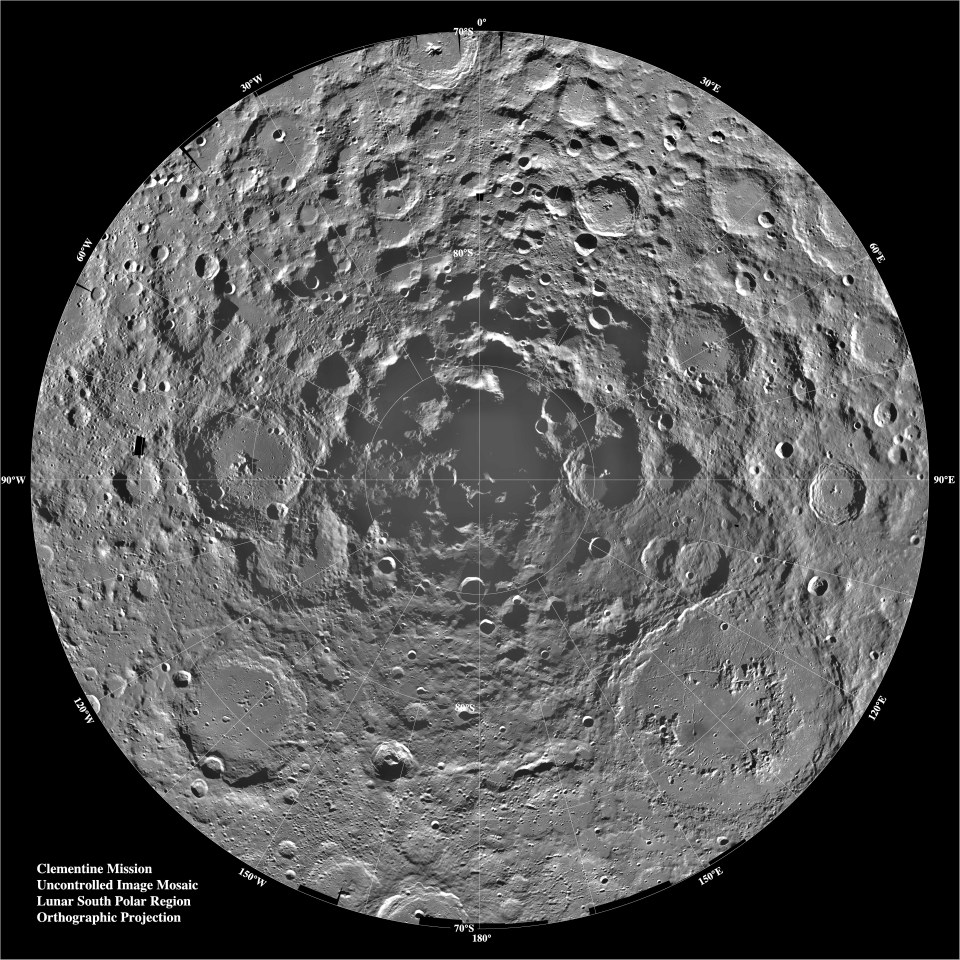 Nasa has picked out the Moon’s lumpy south pole (pictured) as a potential spot for future lunar bases