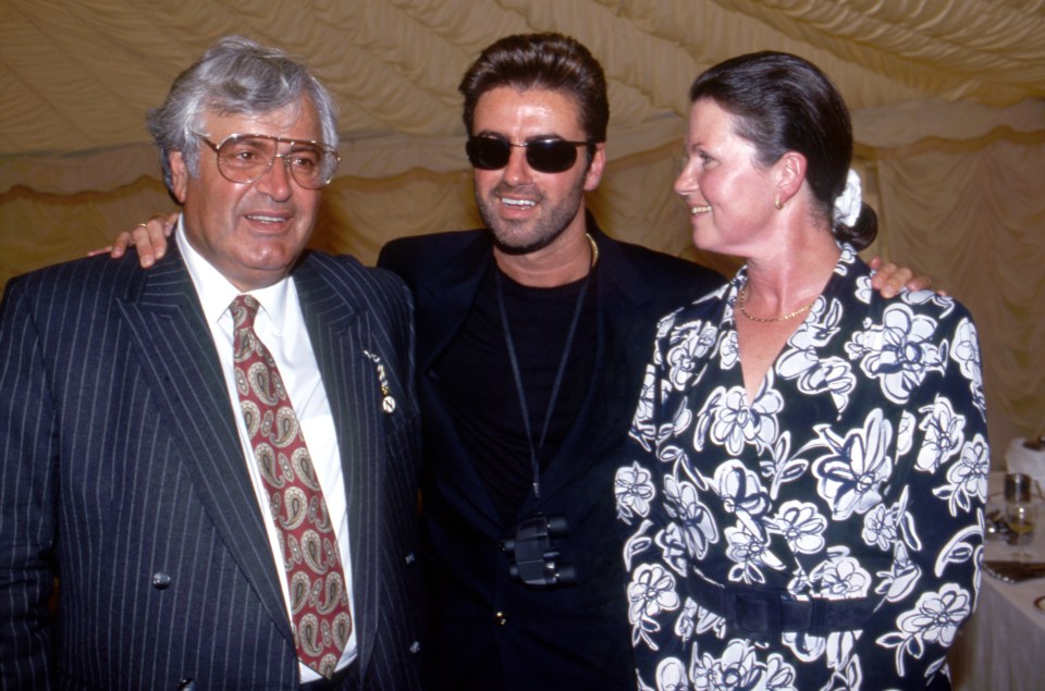 George Michael with dad Kyriacos Panayiotou and mum Lesley Angold Panayiotou on his 30th birthday