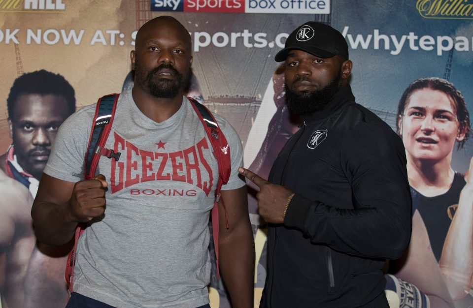  Heavyweight Takam (right) lost against Joshua at the Principality Stadium in 2017