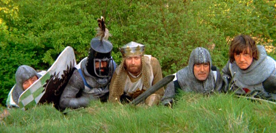  Palin, far right, as one of the Knights who say Ni! in Monty Python and the Holy Grail