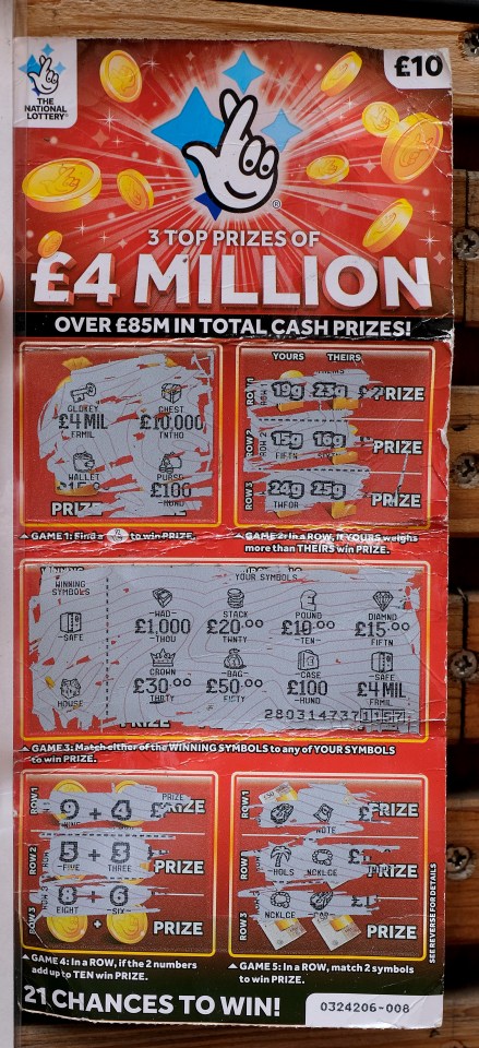  Mark and Jon-Ross' winning £4million Red scratchcard which cost £10