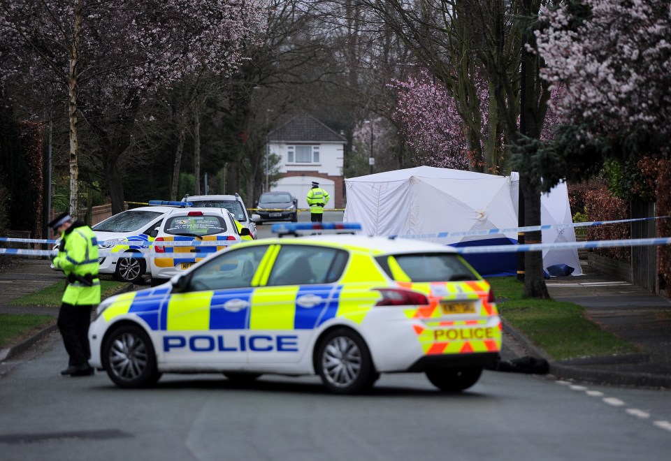  Police officers at the scene of the knife attack in Greater Manchester