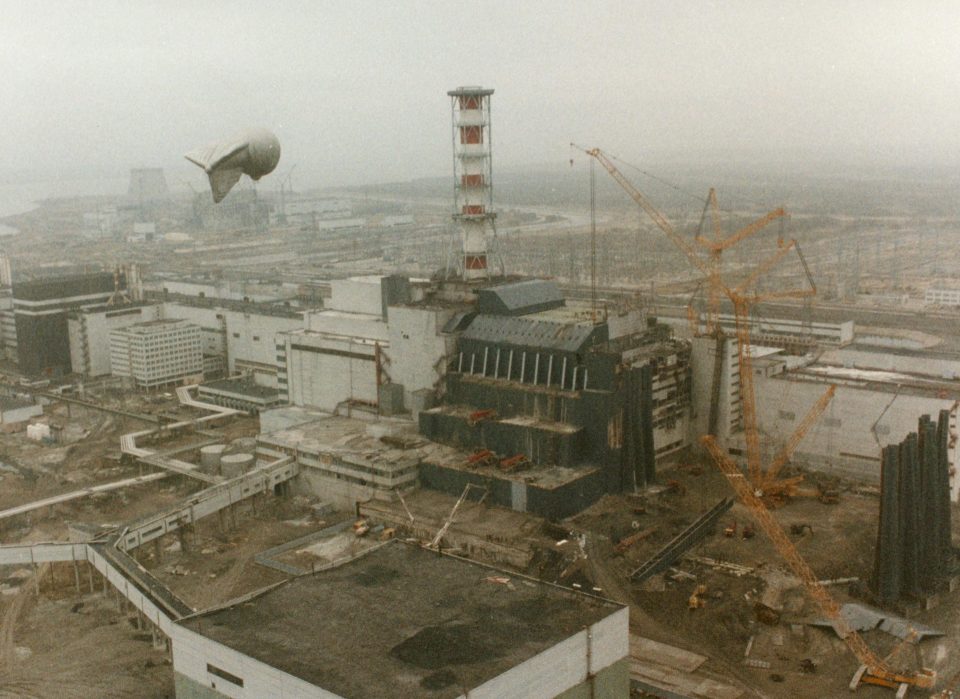 View of the Chernobyl Nuclear power after the explosion on April 26 198