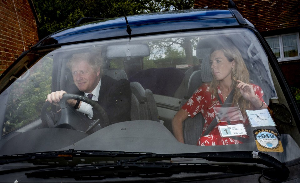  BoJo and Ms Symonds leave their home in Oxfordshire earlier this year