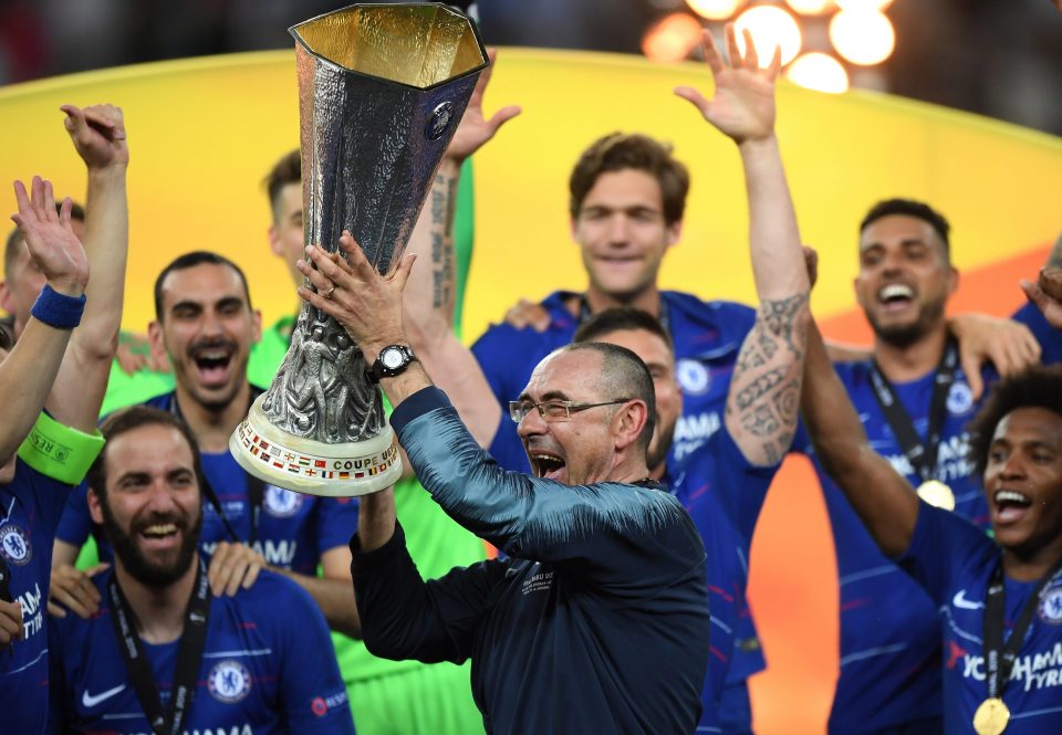 Sarri lifted his first major honour with the Europa League success against Arsenal last week