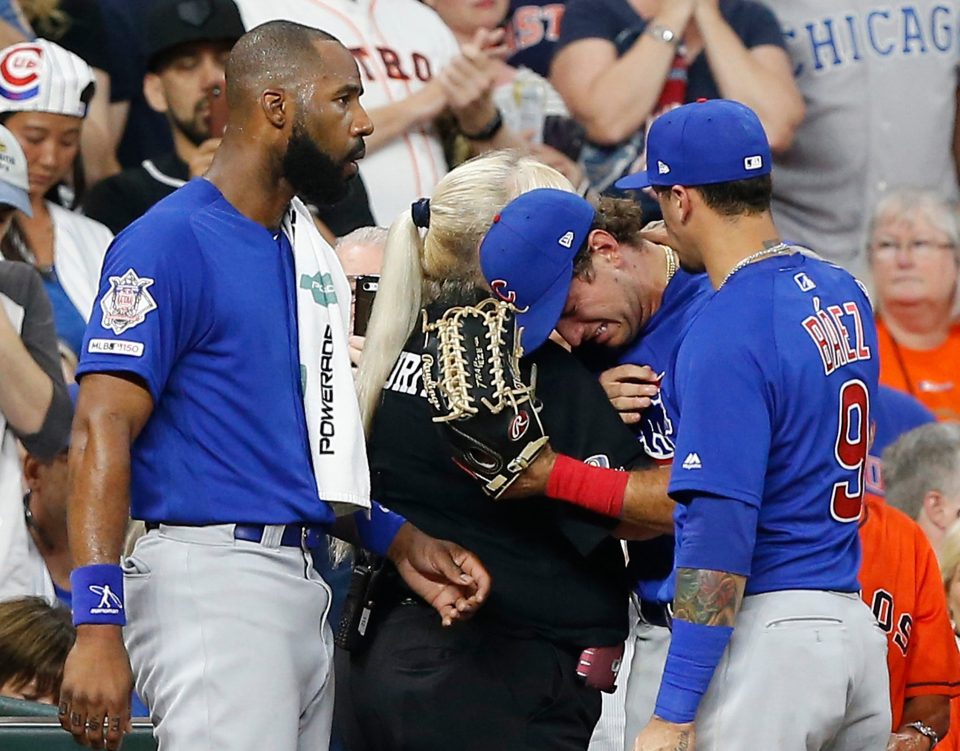 Almora later collapsed into a female steward while fielding as the father-of-two was overcome with emotion