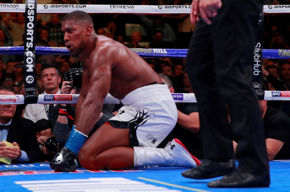  The game was all over for Anthony Joshua in the seventh round when he hit the deck for the fourth time