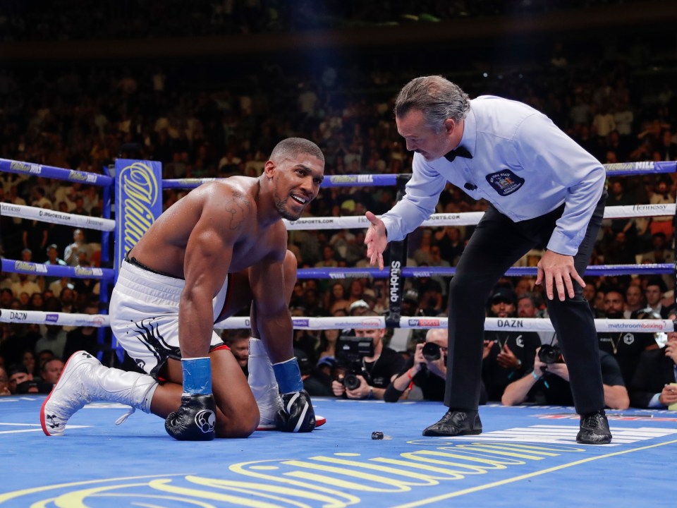 Joshua was again floored two times in round seven before the fight was waved off